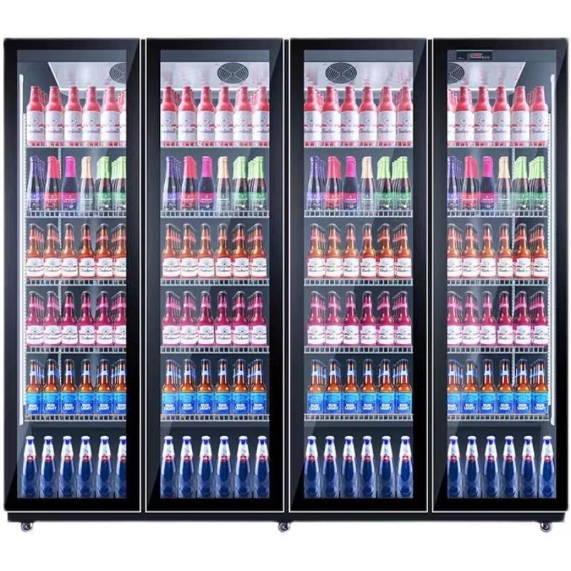 Professional Manufacture CE CB Air Cooling Single/Double Supermarket Commercial Vertical Tempered Glass Door Upright Beer Beverage Cooler Chiller Refrigerator