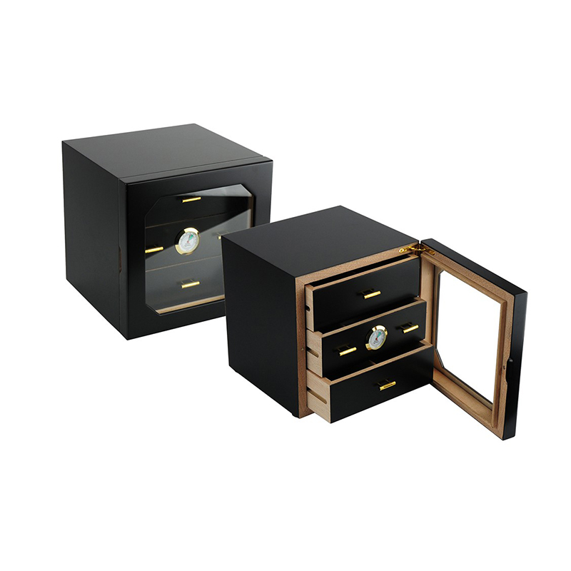 Custom Desktop Style Matt Lacquer Wooden Cigar Humidor Storage Box