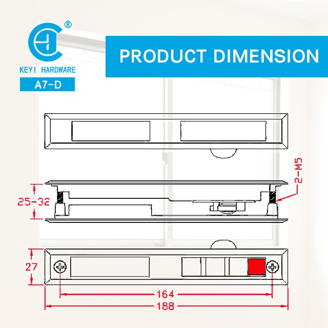 Double Side Zinc Alloy Sliding Window Lock with Key