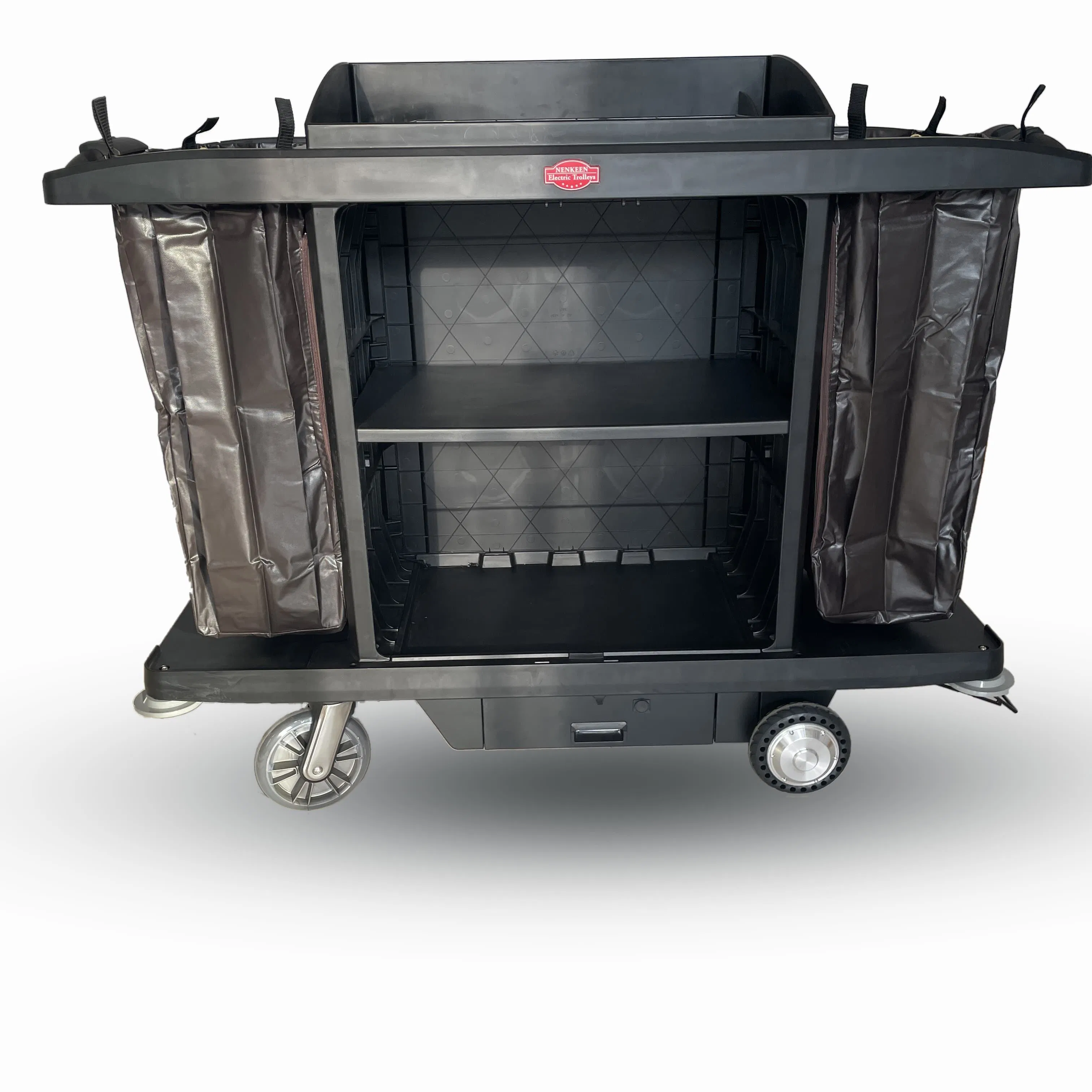 Full Sized Motorized Trolley Plastic Housekeeping Cart Customizable Luxury for Hote