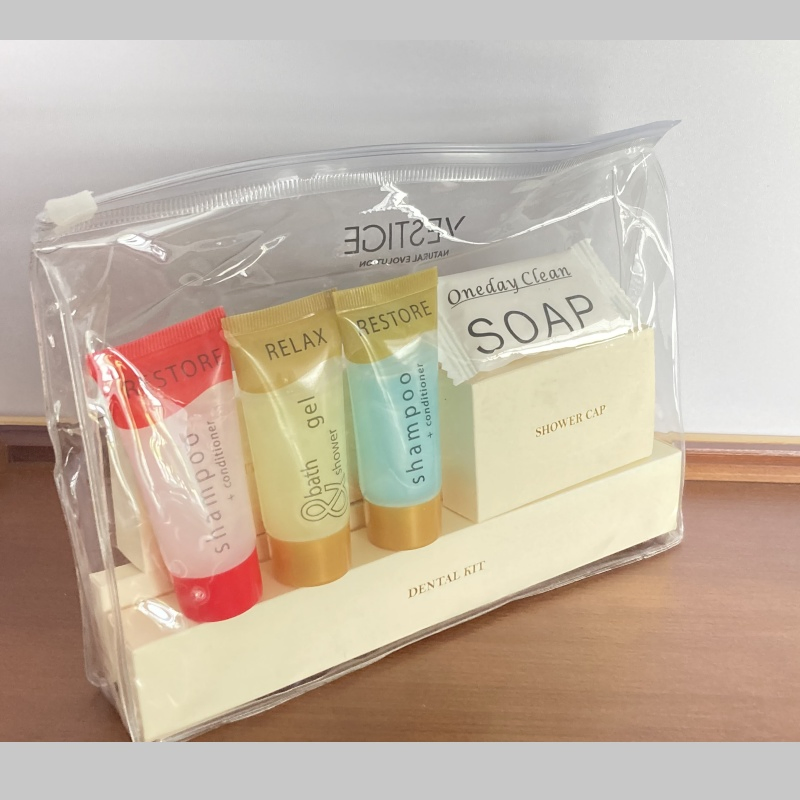 Hotel Shampoo PVC Travel Kit Cosmetic Makeup Bag Airline Amenity Kit Toiletries Bag