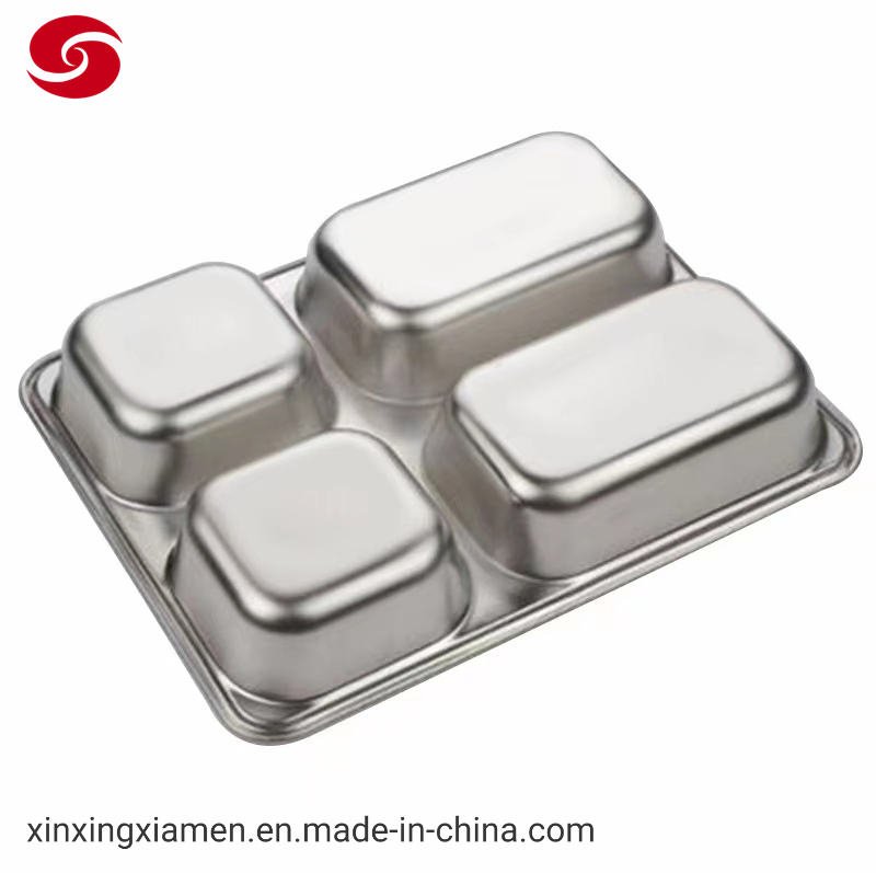 Stainless Steel Food Tray Rectangular Dinner Plate or Snack Serving Tray