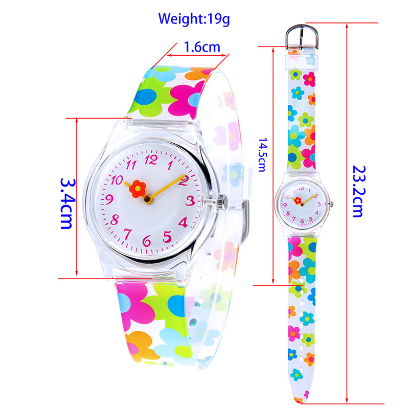 Popular Transparent Colorful Small Flowers Resin Waterproof Cartoon Children's Watch