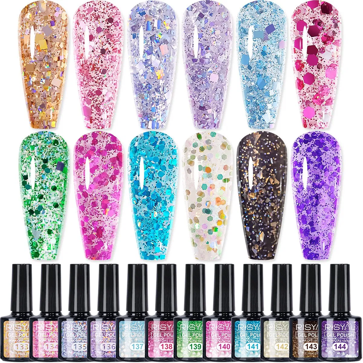 Nail Art Sparkle Glitter Nail Polish Long Lasting off UV LED Gel