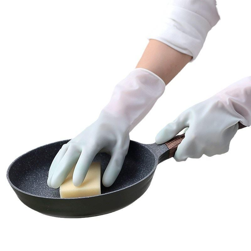 Transparent Two-Tone Waterproof Non-Slip Gloves for Household Cleaning