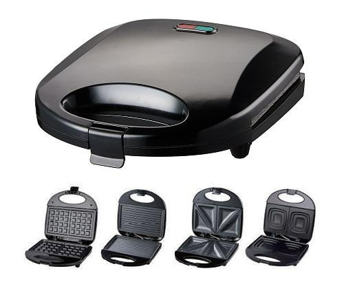 2 Slice 750W Electric Sandwich/Waffle Maker Panini Grill Fixed Plate