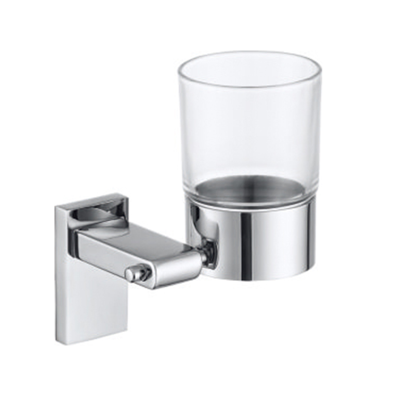 SUS 304 Stainless Steel Glass Double Cup Holder Round Wall Mounted Tumbler Holder for Bathroom