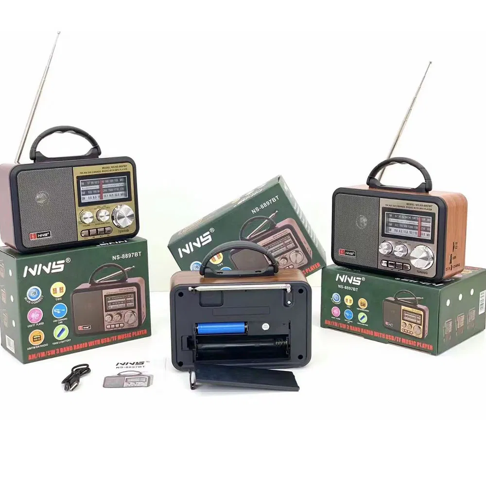 Ретро радио NS-8897BT с Bluetooth, деревянный корпус