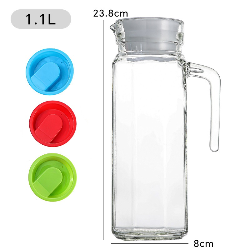 1100ml 600ml Wholesale Clear High Borosilicate Glass Water Tea Pot Cold Water Jug with Lid Water Bottles