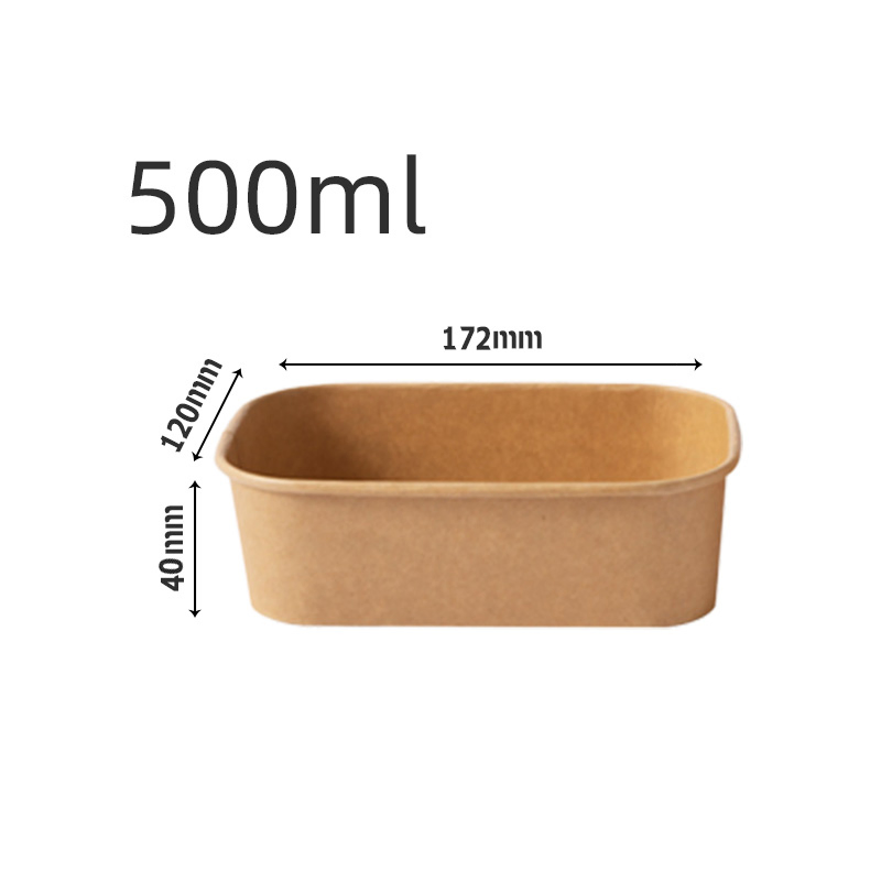 Biodegradable Kraft Paper Container Rectangle Food Packaging Container