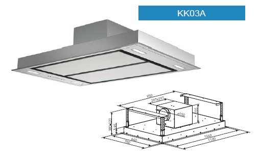 Kk03A Ceiling Kitchen Cooker Hood 1100mm Large Size