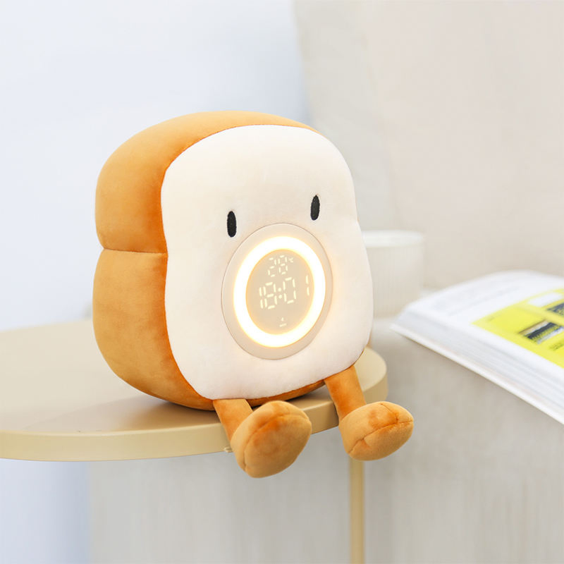 New Toast Plush Learning Alarm Clock USB Charging Children′ S Bedroom