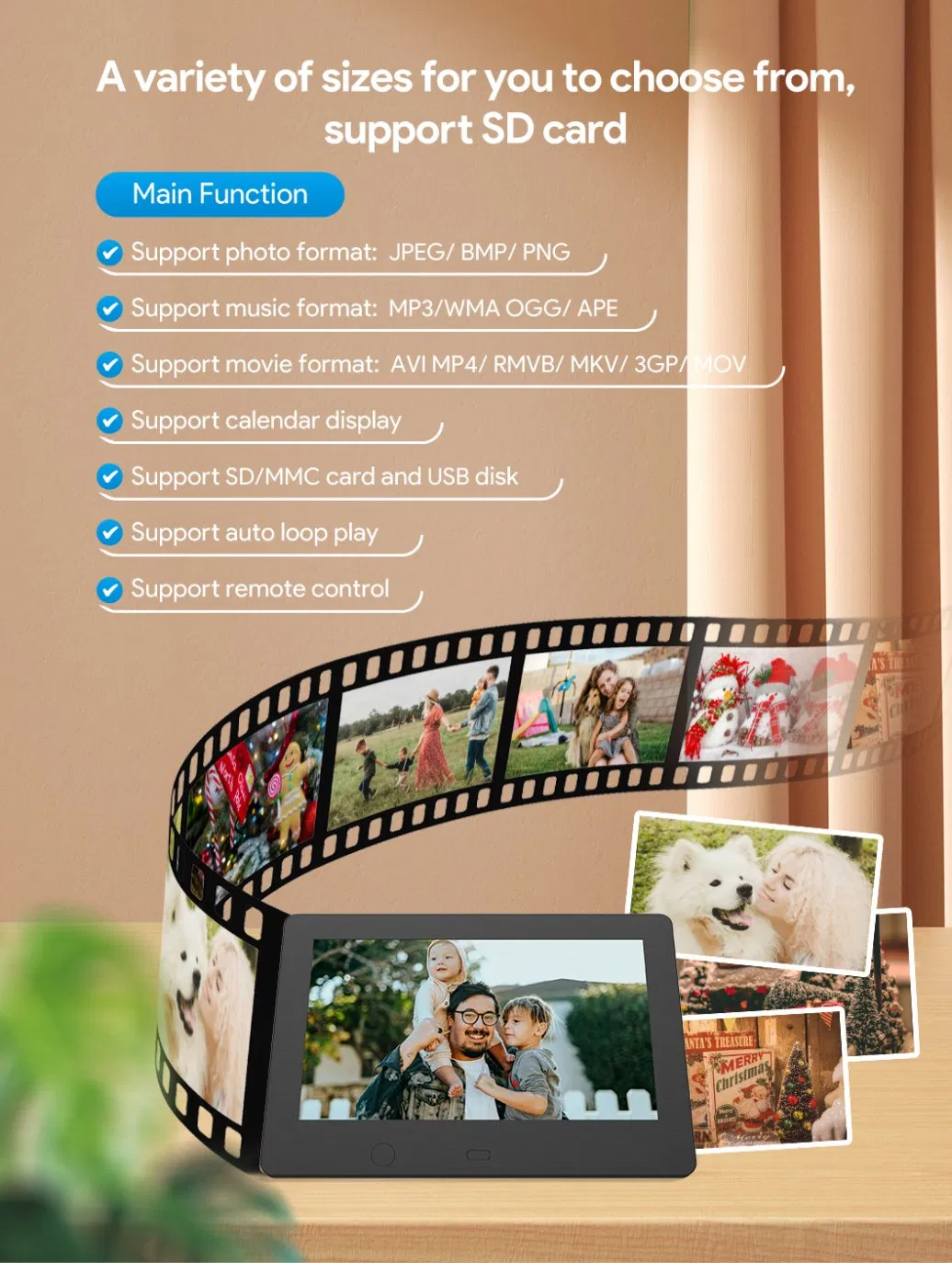 Цифровая фоторамка 21.5 дюйма с музыкой и видео