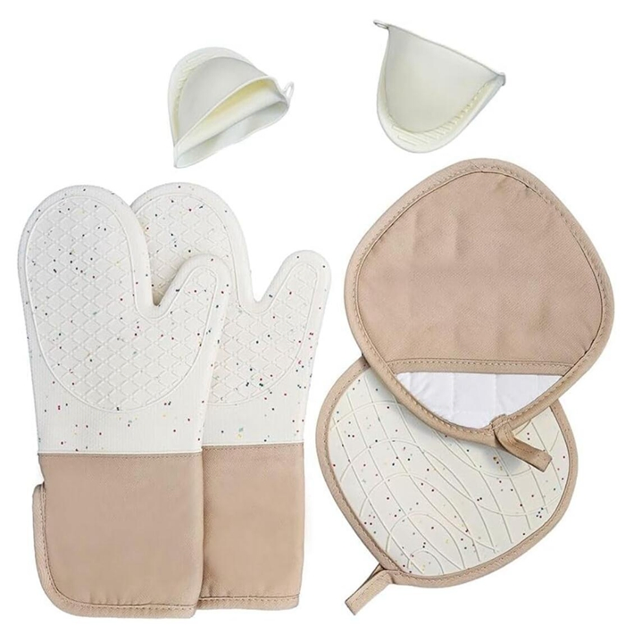 Oven Mitts Gloves Set Hot Pads for Kitchen Cooking Grill