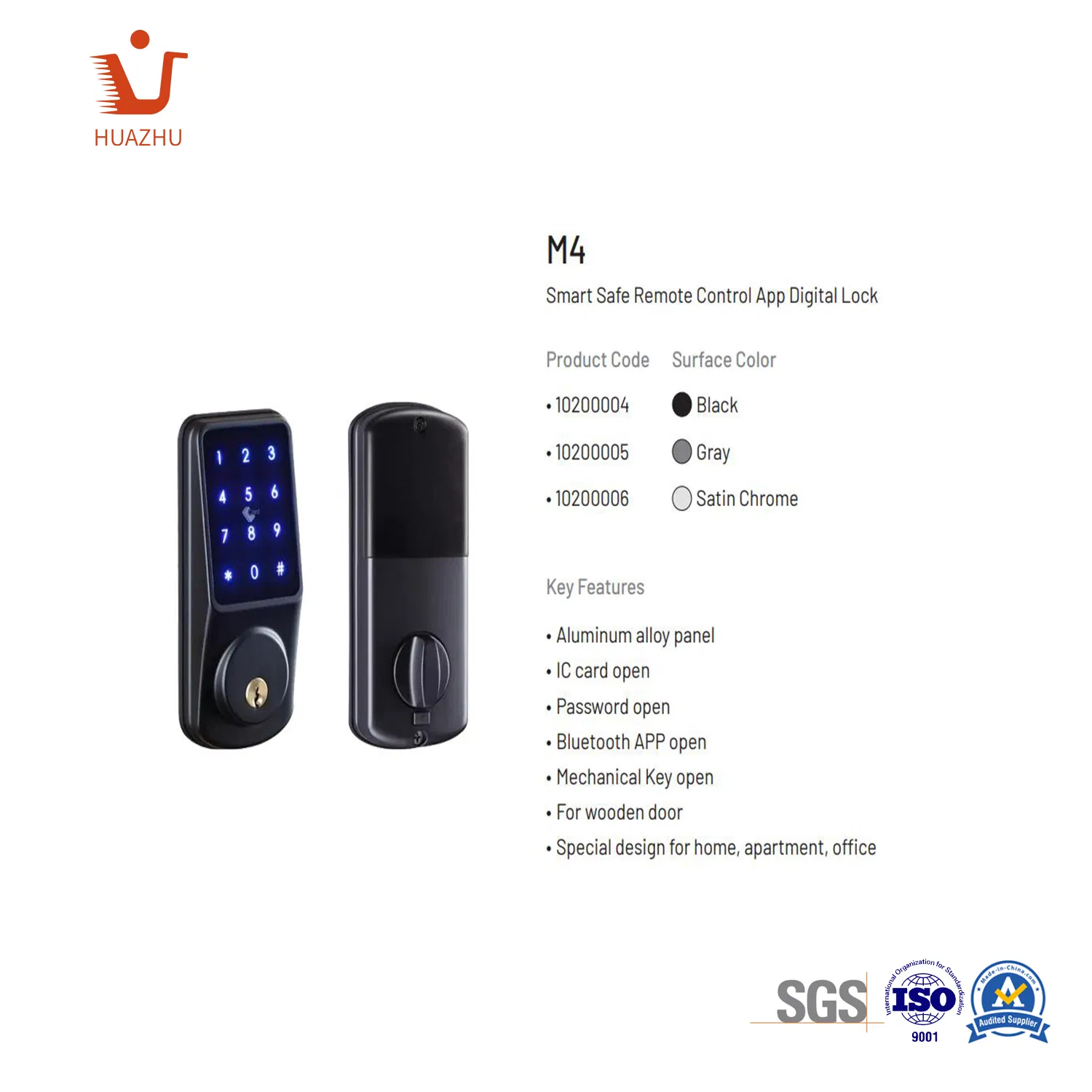 Automatic Electronic Deadbolt Lock Aluminum Alloy IC Card Password Bluetooth Automatic Open & Close Smart Lock for Wooden Door