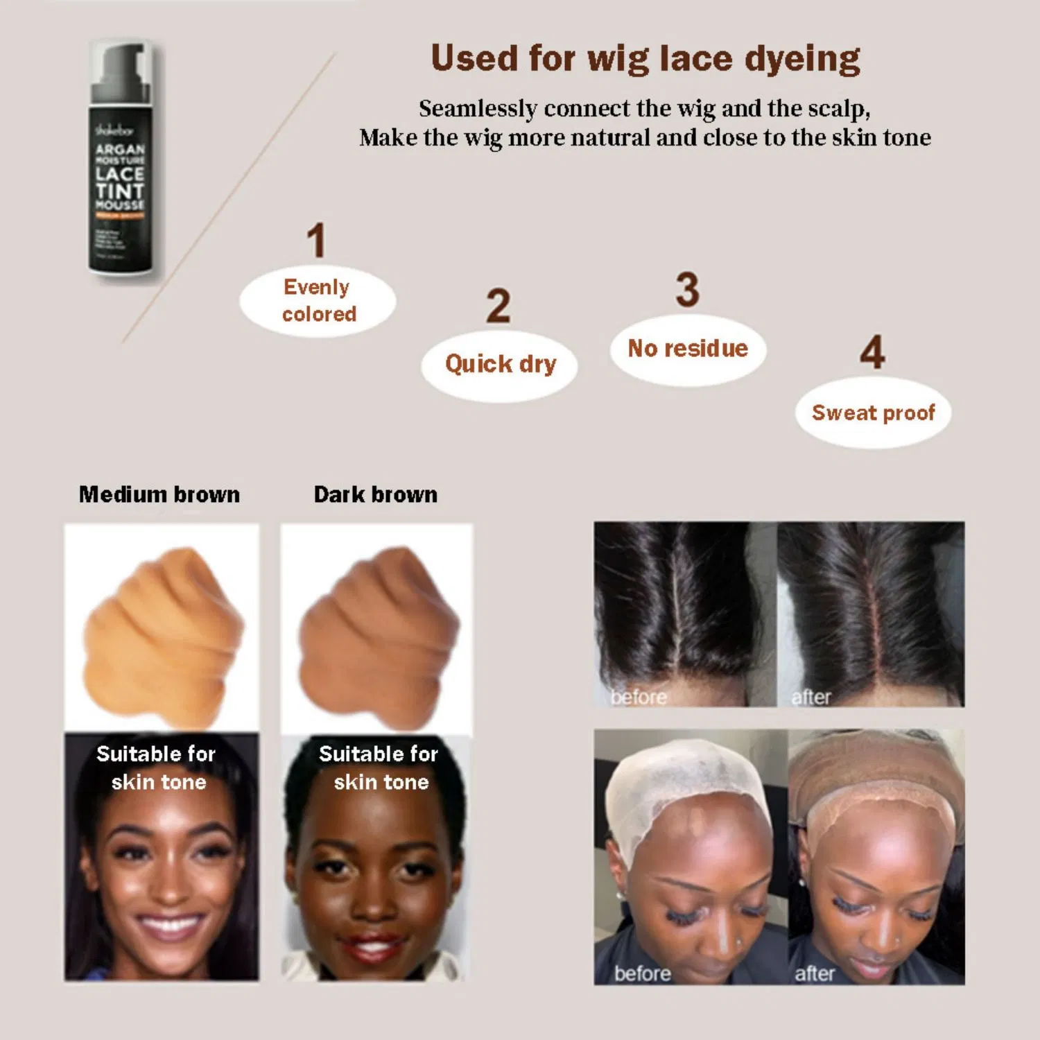 Argan Oil Sweat Proof Quick Dry Lace Tint Mousse