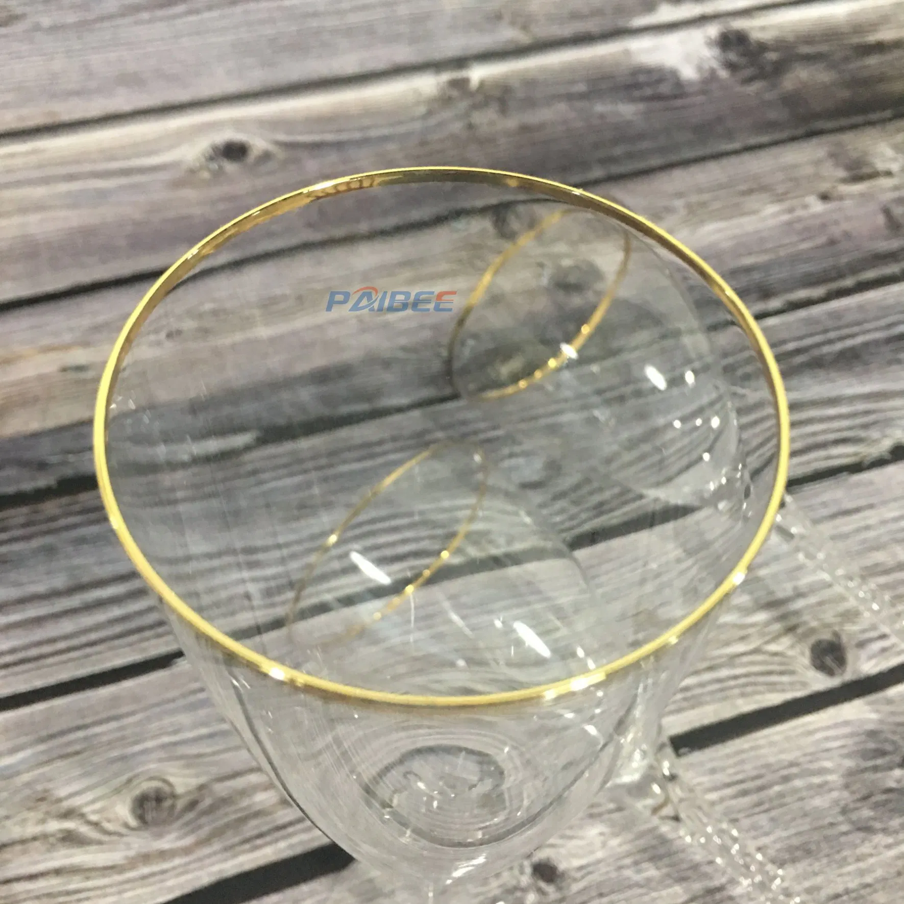 Paibee Gold Rim Crystal Goblet Champagne and Red Wine Glass Wedding