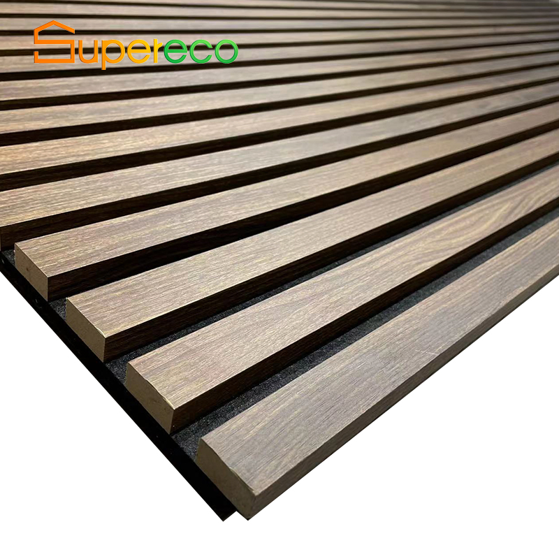 Decoration Wall Panel E1 Grade Flame Retardant Material MDF Pet Wooden Slat Wall