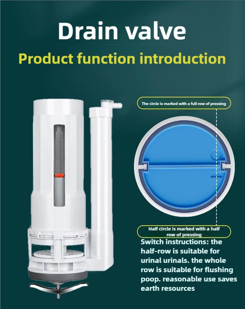 Fluor Toilet Button Drain Valve Round Toilet Tank Flush Fittings