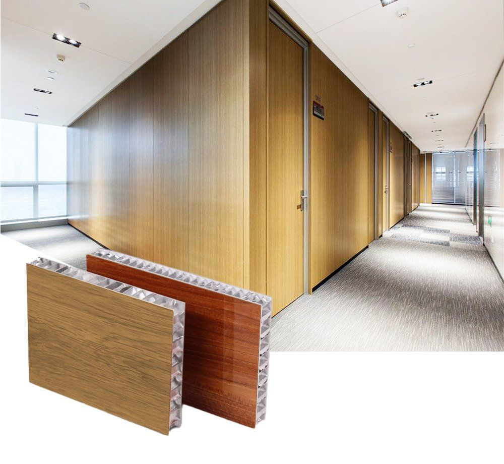 Customized Interior Decoration Materials Fireproof Wood Grain Aluminum Honeycomb Panel