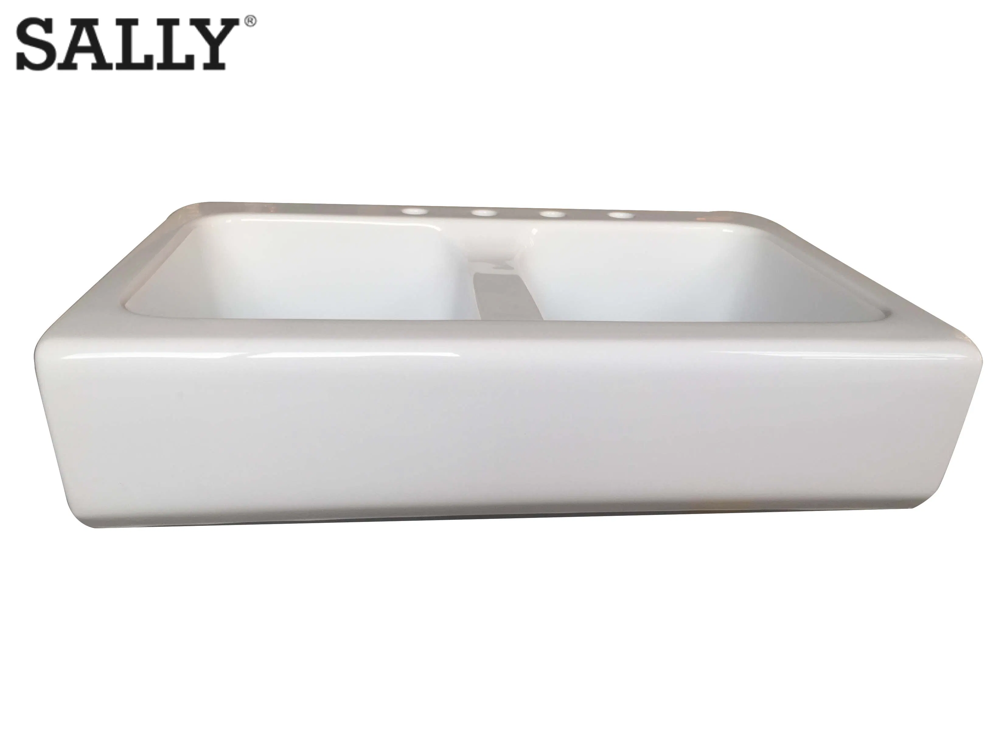 Elegant White Double Bowl Acrylic Vanity Sink for Laundry Spaces