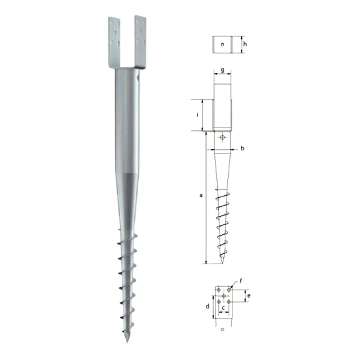 Винтовая опора U-образная для столбов 4x4
