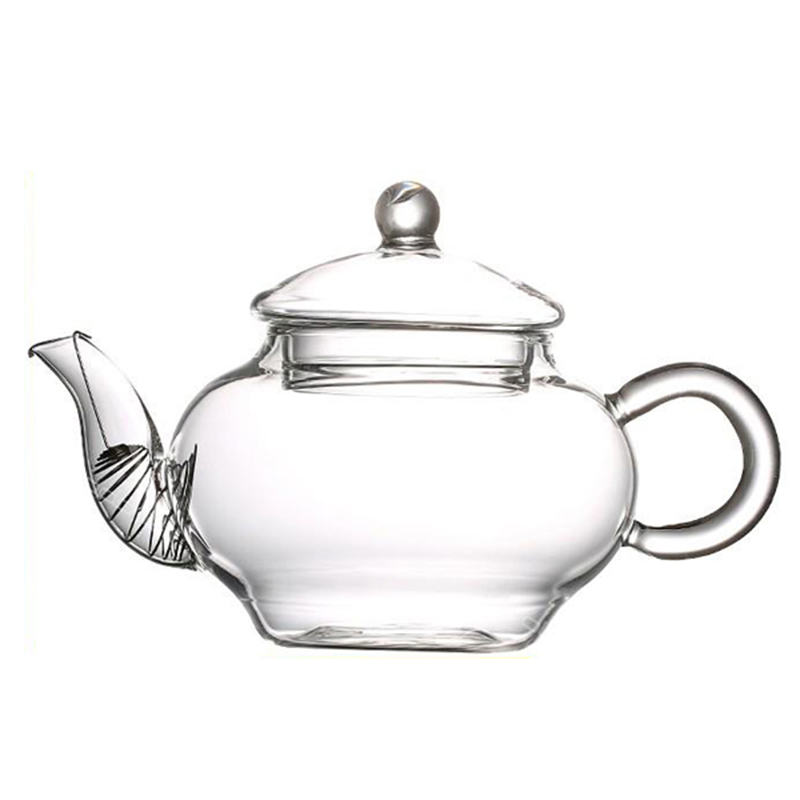 Clear Hand Made Glassware Heat Resistant Borosilicate Glass Kettle Teapot Pot with Stainless Steel Hanging Spring for Tableware