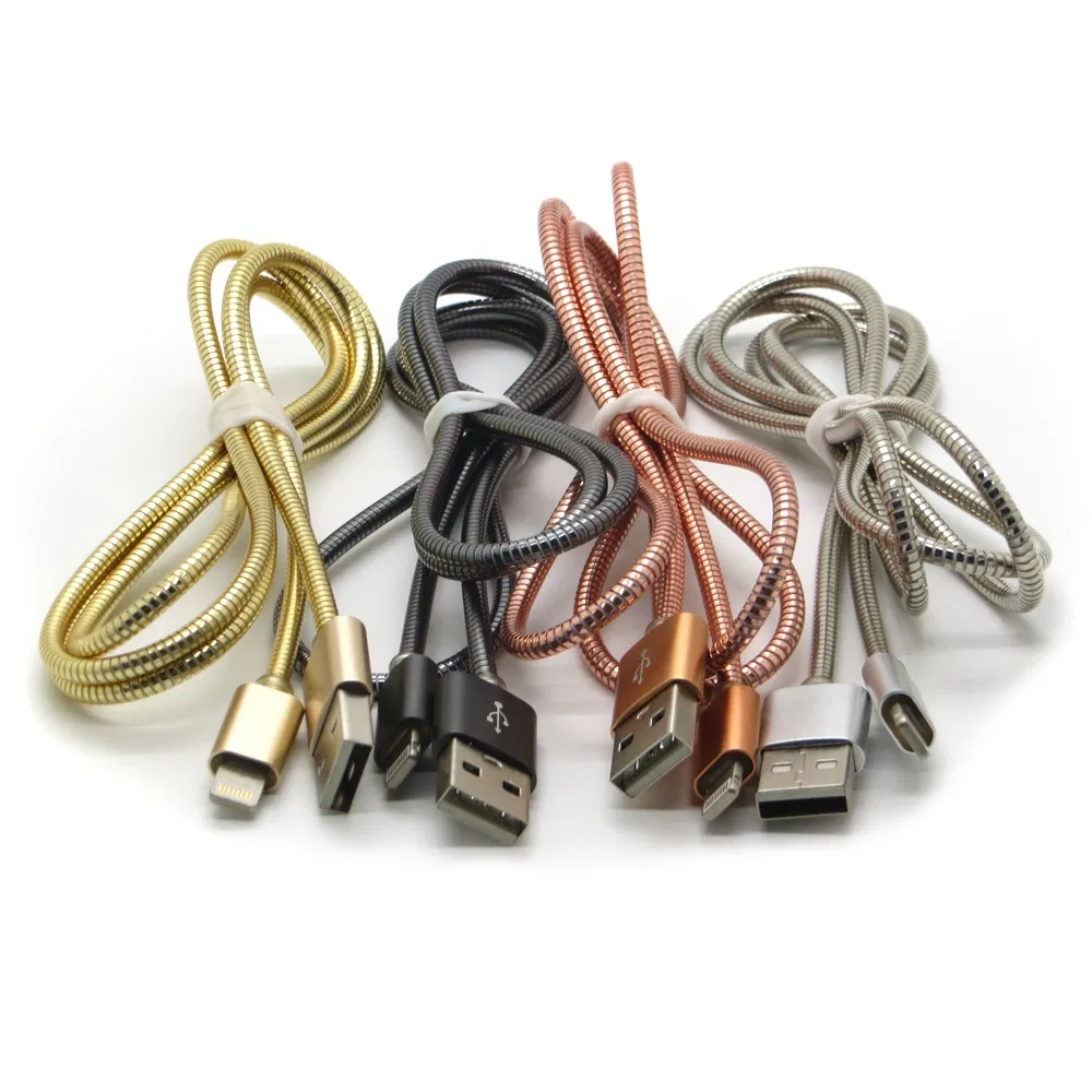 Creative Metal Spring Fast Charging USB Charger Data Lightning Cable for iPhone