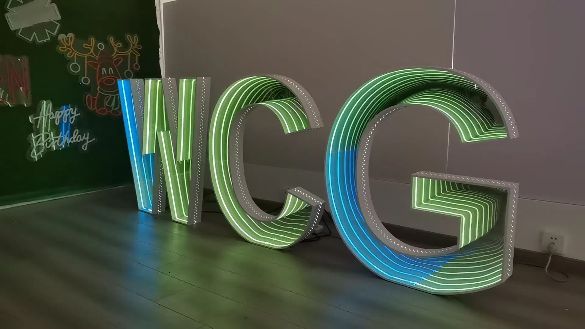 4FT Big 3D Marquee Letter Metal Optical Illusion Abyss Mirror Endless Number Birthday Wedding Party Event LED Strips Light
