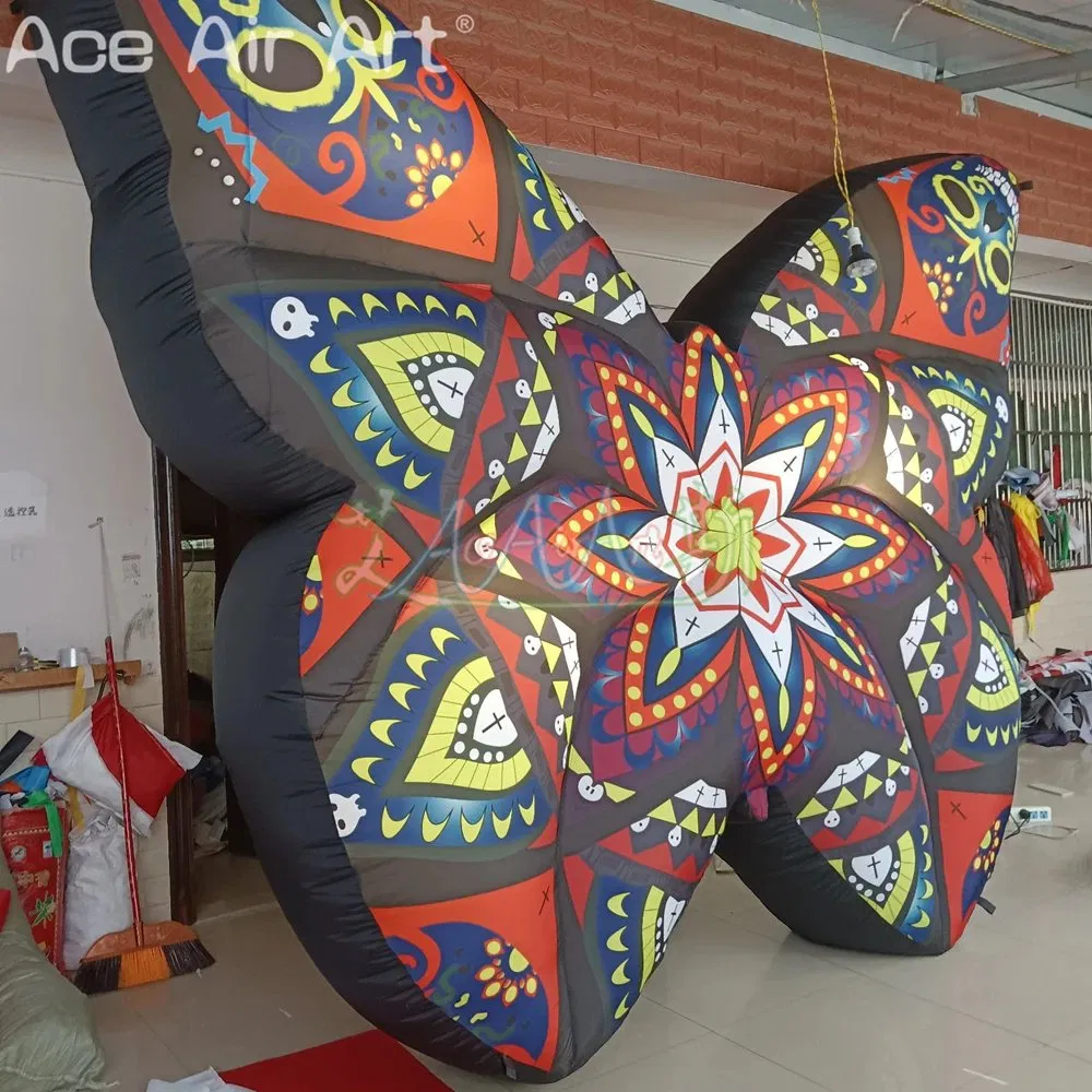 LED Lighted Colorful Inflatable Butterfly Insect with Interior Fan for Outdoor Party Decoration Advertising