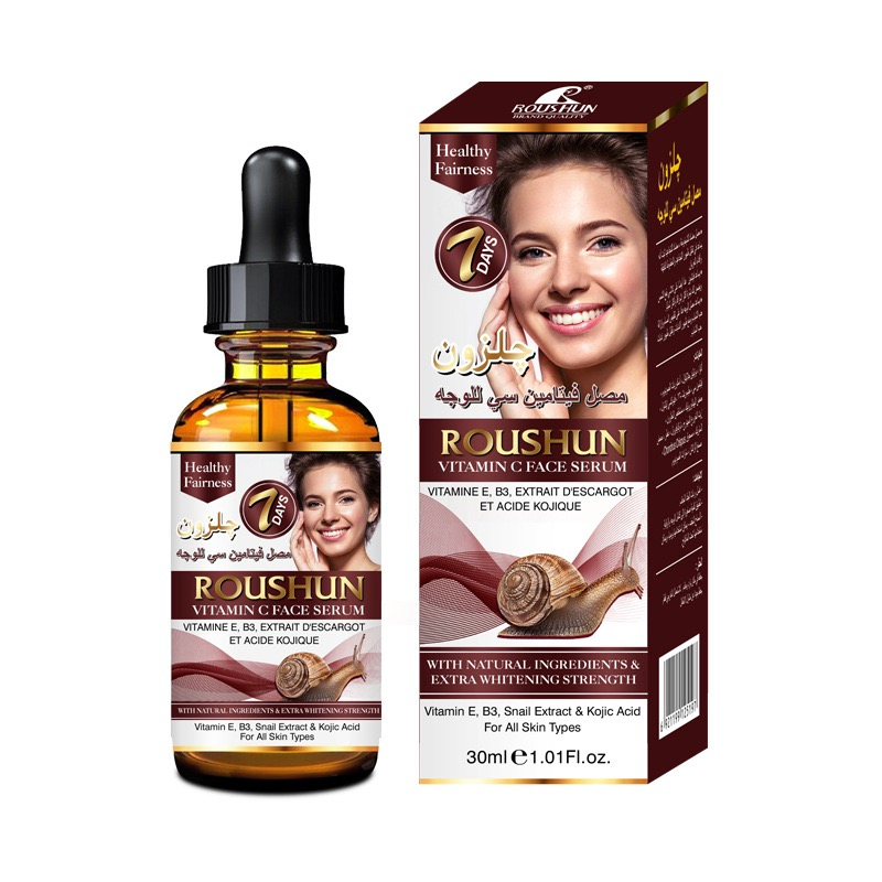 Roushun Natural Whitening Snail Serum for Youthful, Glowing Complexion