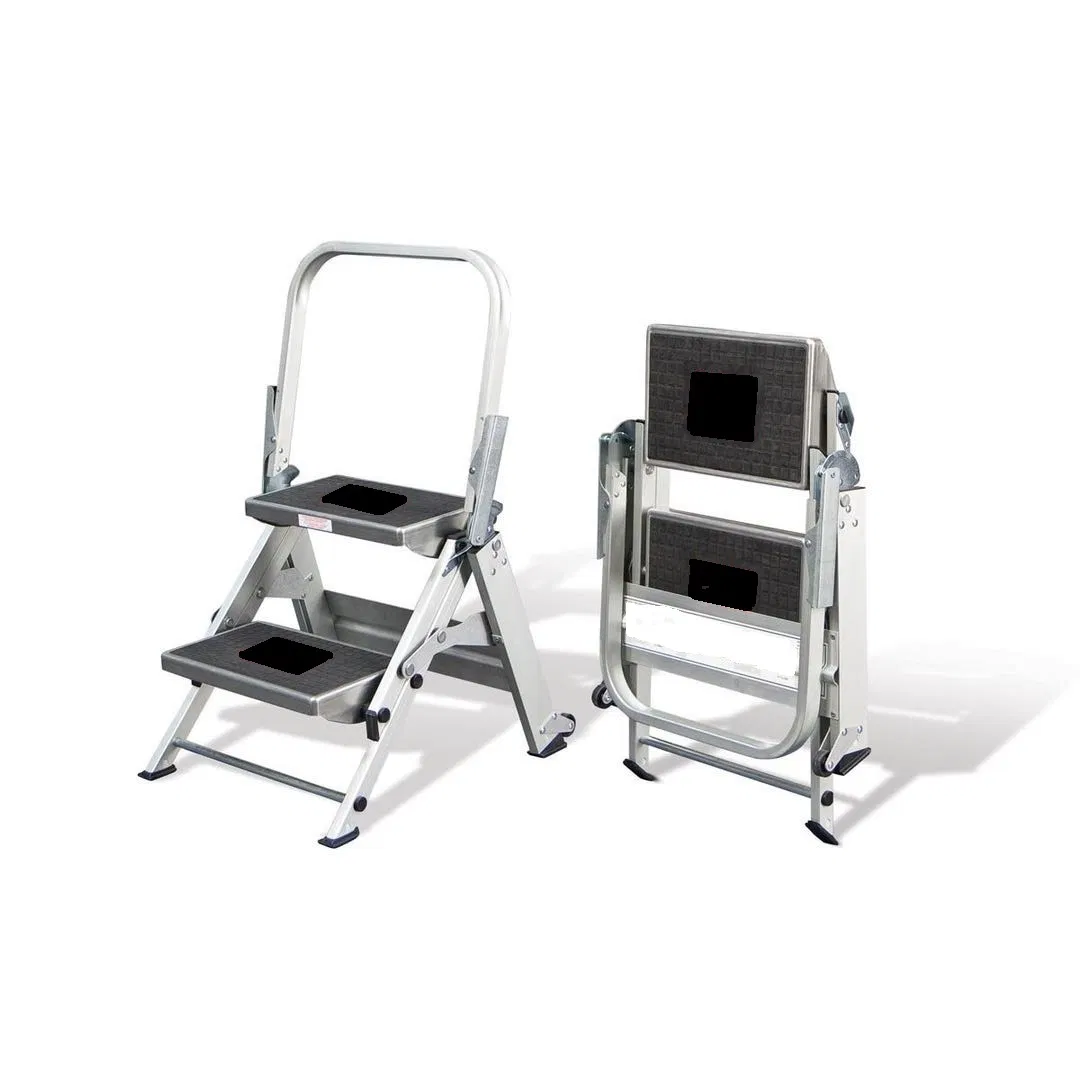American Market Hot Sale Aluminum Safety 2 Step Ladder, Household Folding Step Ladder