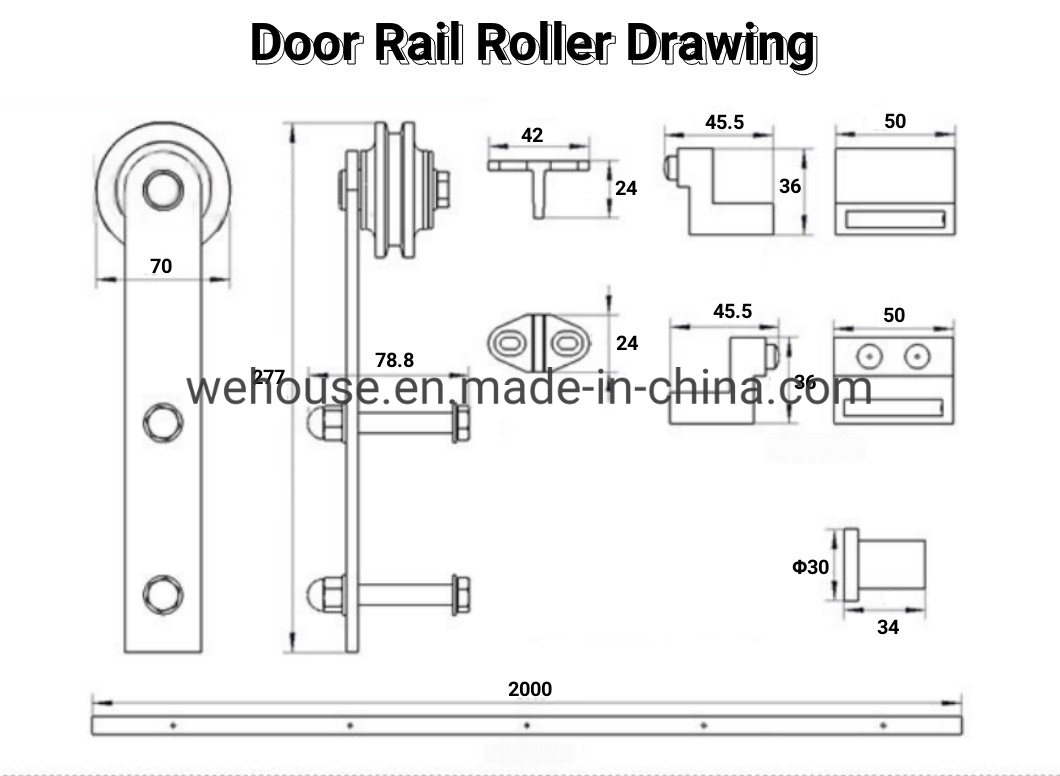 Wholesale Barn Door Track Sliding Heavy Duty Garage Doors Rail Roller Gate Guide Kit Rolling