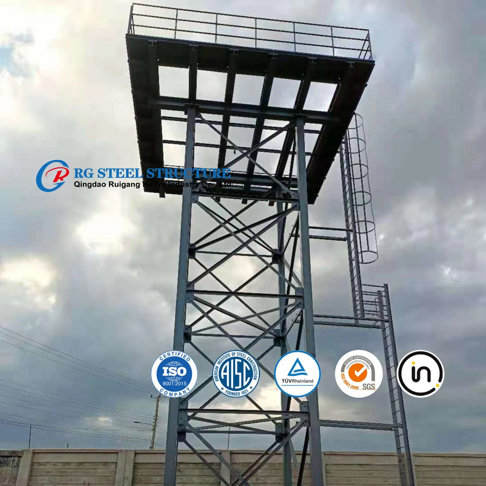 Galvanized Water Tank 12m High Elevated Steel Tower Galvanized Steel Water Tank