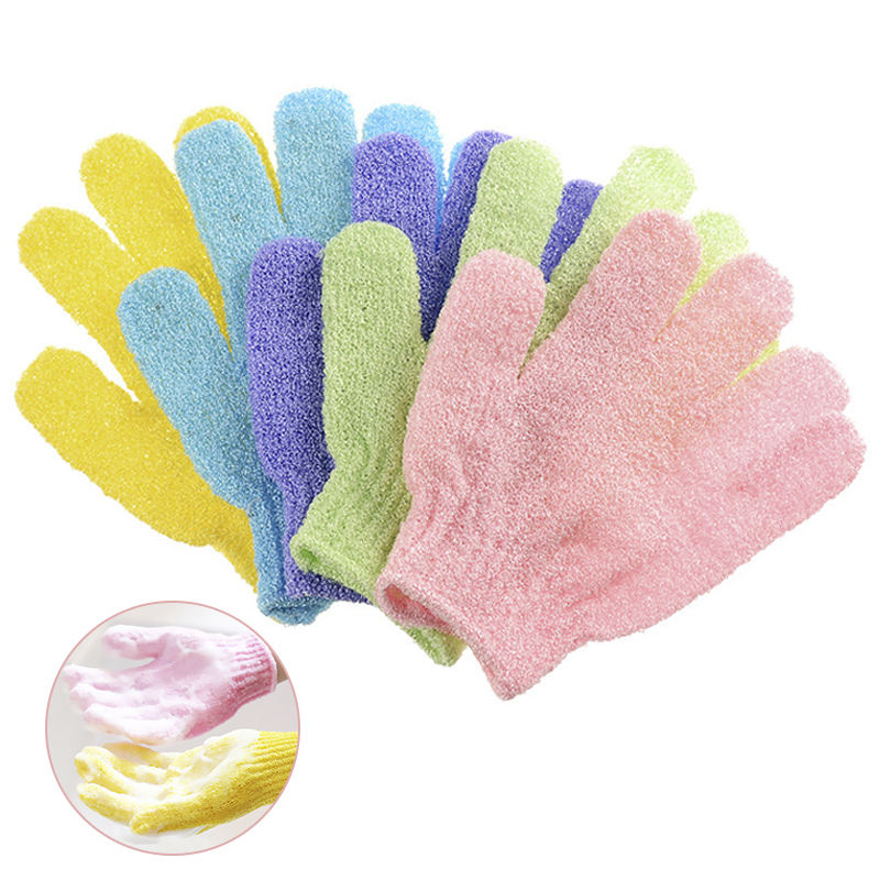 Guangzhou Supplier Custom-Free Nylon Bathing Gloves Shower Exfoliator Exfoliating Bath Gloves