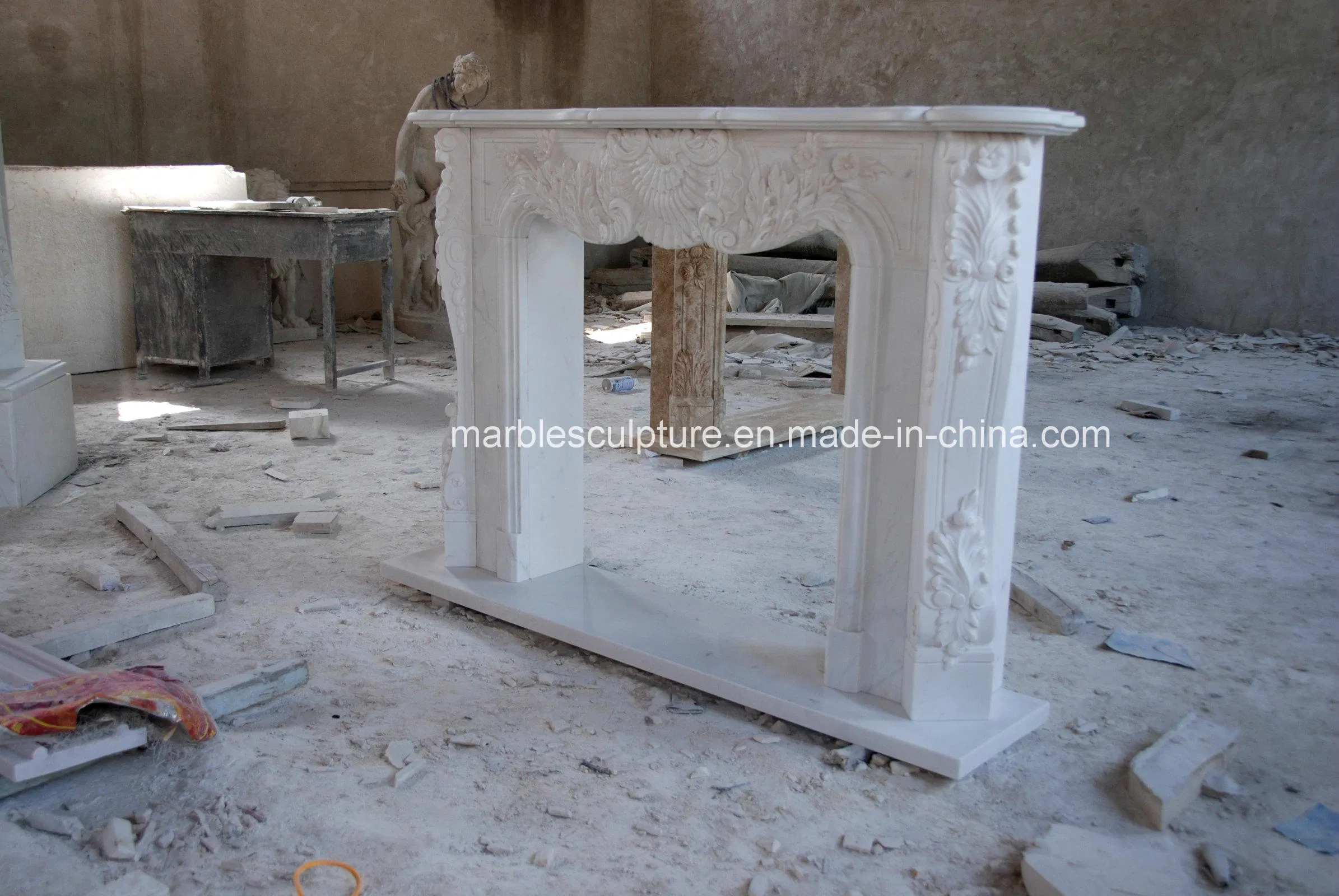Factory Wholesale Antique Hand Carved White Carrara Mantel Marble Fireplace (SY-310)