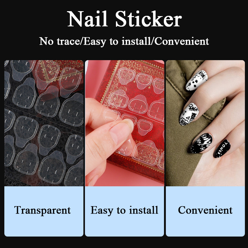 24 PCS Nails Jelly Double Side Adhesive Sticky Transparent Nail Glue Sticker