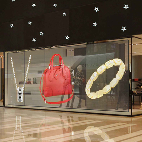 P3.9-7.8 Indoor Outdoor Transparent Curtain LED Display Panel Window Glass LED Display Screen