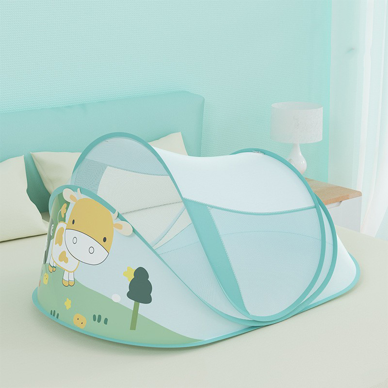 Cute Cartoon Baby Mosquito Net Full Protection Canopy for Crib Foldable Lightweight Mesh Fabric