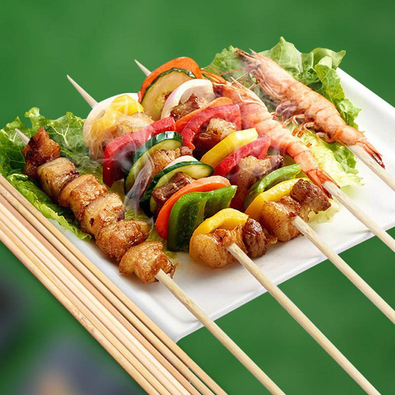 Food-Contacting Grade High Quality Eco-Friendly 100% Natural Moso Bamboo Skewer for BBQ