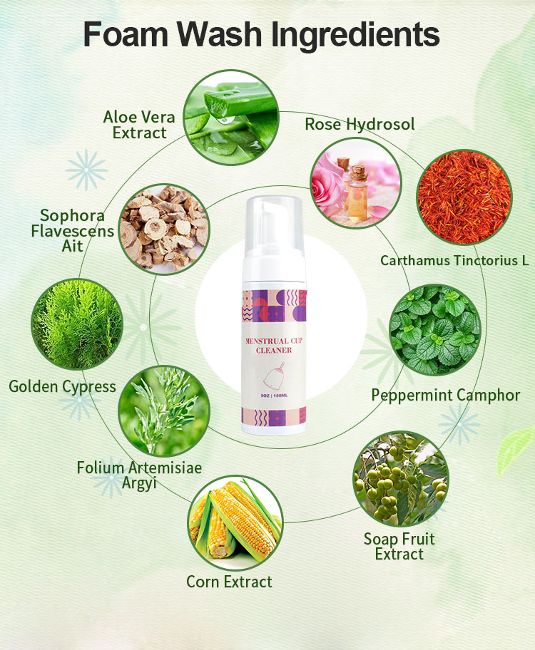 Furuize Natural pH-Balanced 5oz Menstrual Cup Cleaner Foaming Wash Wash for Silicone Period Discs
