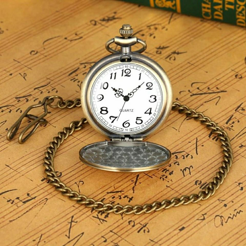 Popular Vintage Pocket Watch Flip Cover Antique Brass Nostalgic Classic Necklace Watch