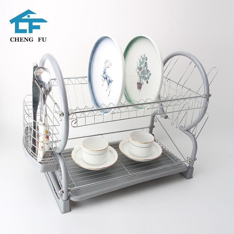 2 Tier Kitchen Dish Racks Metal Dish Drying Racks Table Storage Dish Rack
