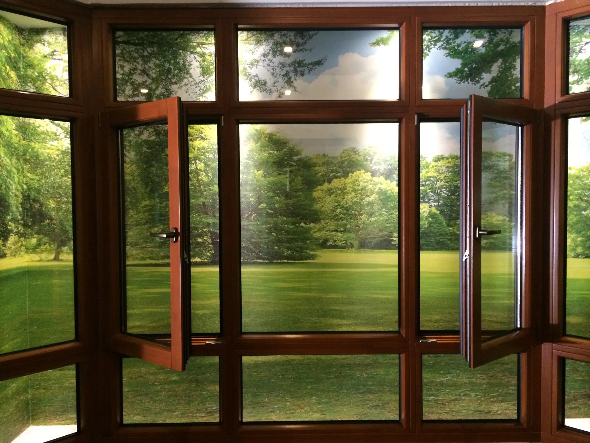  Double Panel Tempered Double Clear Glass Solid Wood Window