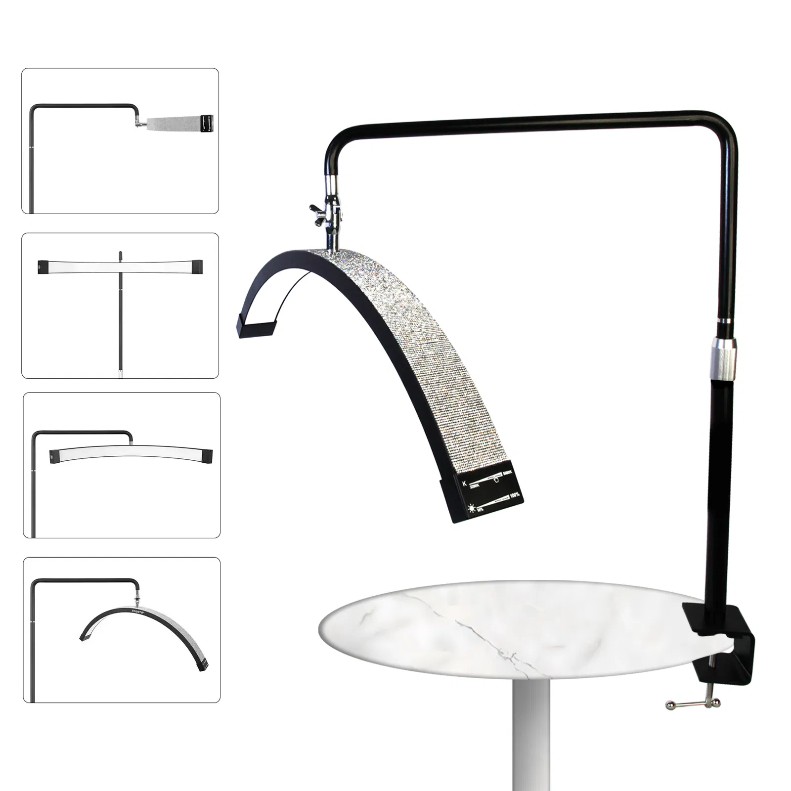 Fosoto 25inch Multi-Angle Nail Desk Lamp Manicure Lamp Desktop Light LED Table Moon Lamp for Nails Beauty Tattoo Photographic Lighting