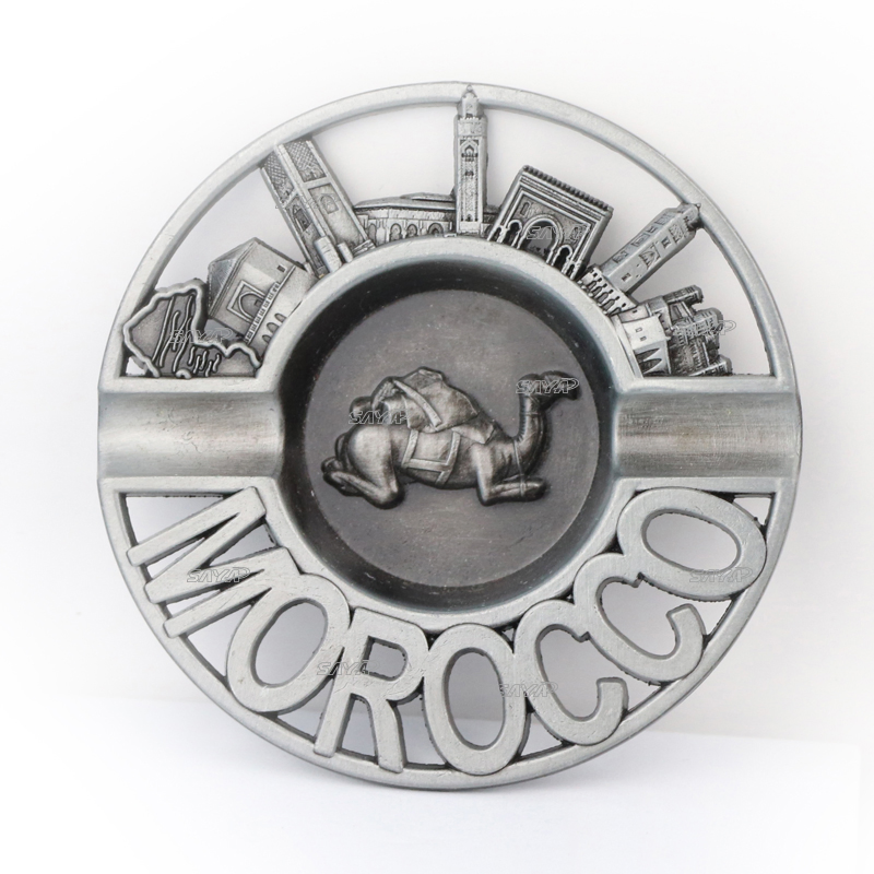 Factory Custom Vintage Zinc Alloy Tourists Souvenir 3D Cigar Pocket Metal Ashtray