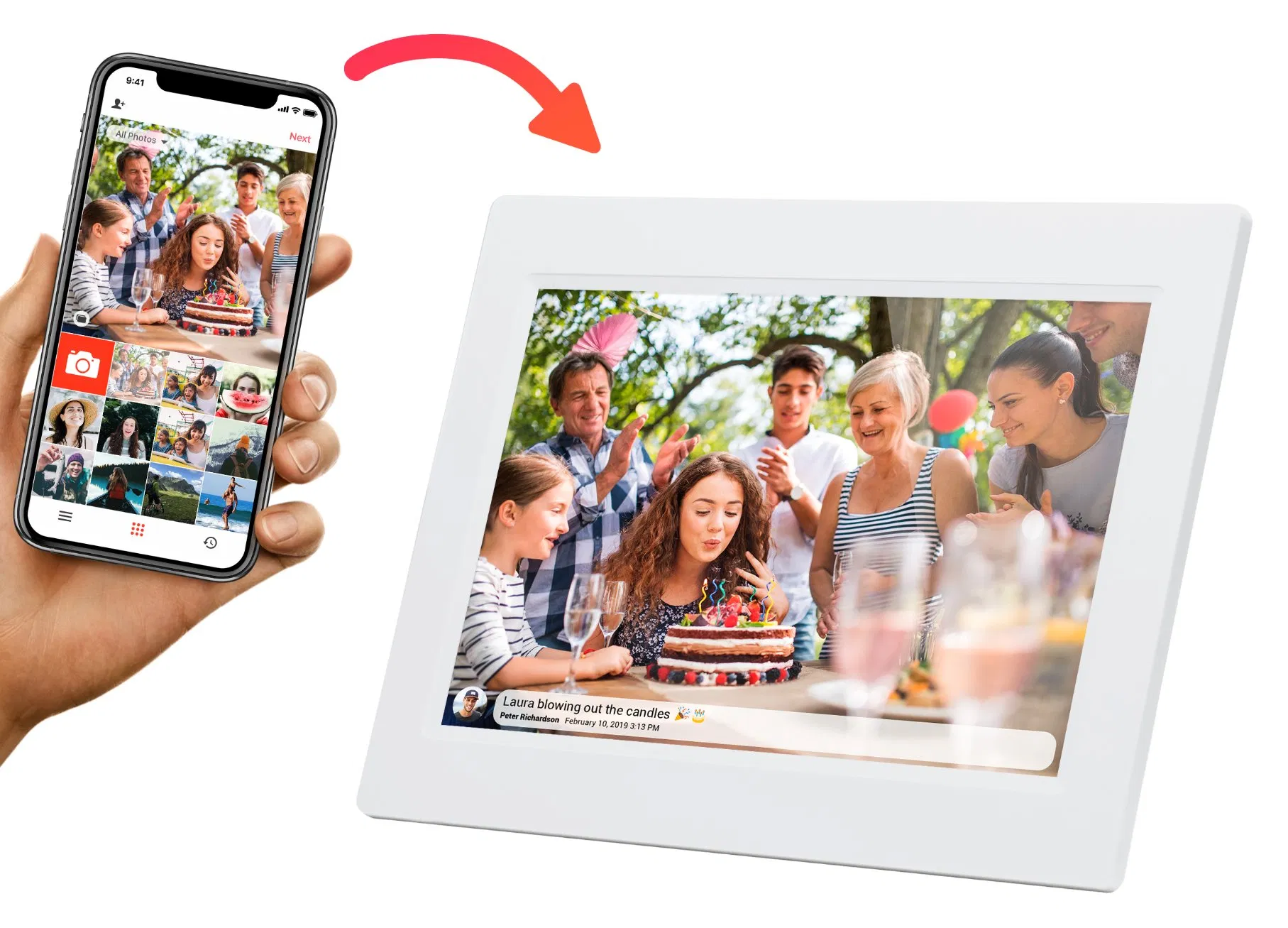 High Resolution 10.1 Inch WiFi Cloud Digital Photo Frame with Picture Video Function