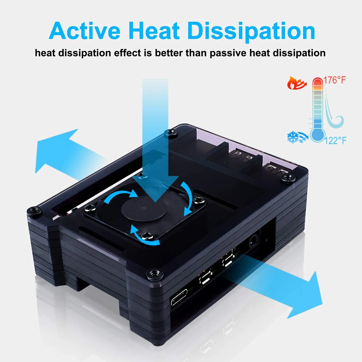 Acrylic Case with Fan Raspberry Pi 4 Kit