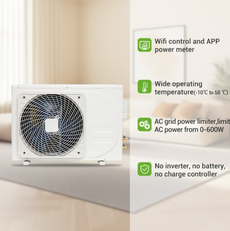 Solar Air Conditioner Heat Pump Domestic Mini Home Room Wall Split DC Inverter Air Conditioning Unit Air Conditioner EU 9000 12000 18000 24000 BTU WiFi