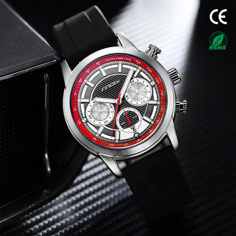 Men Quartz Chronograph Tachymeter Black Dial Man Wristwatch Calender Casual Quartz Watches